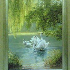 Схема вышивки «лебеди»