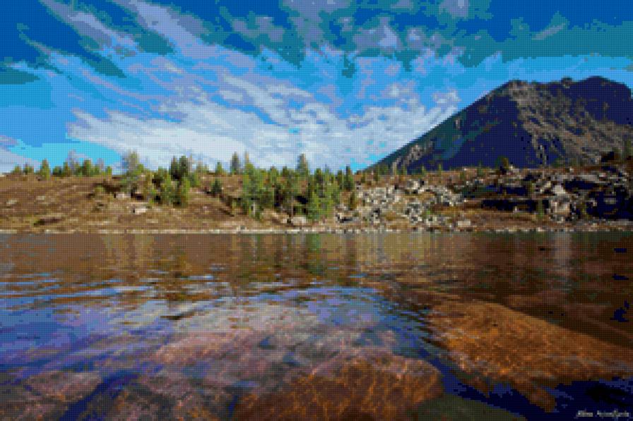 Горное озеро - пейзаж, вода, горы, озеро - предпросмотр