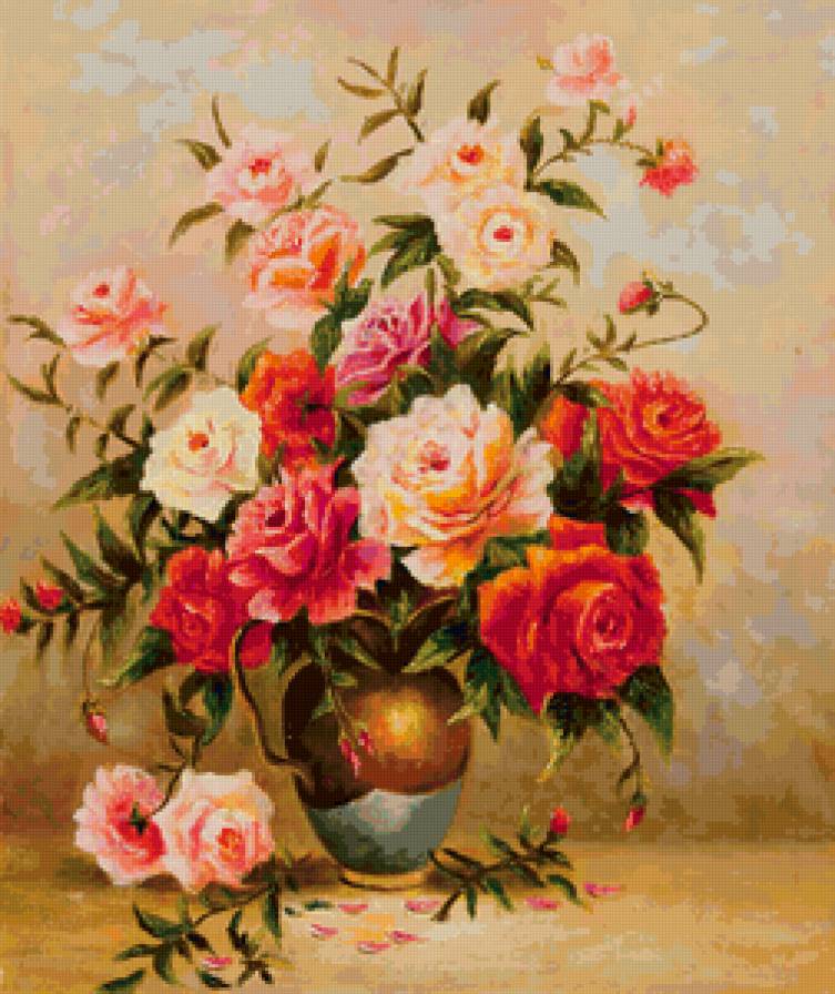 розы - цветы, розы, панно - предпросмотр