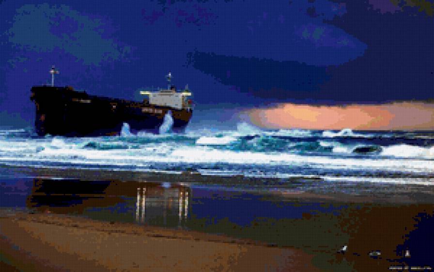 Один в море.... - океан, корабль, вода, море - предпросмотр