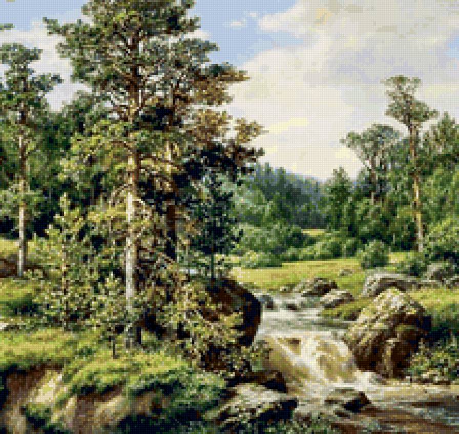 Поляна - лес, река, водопад, вода - предпросмотр