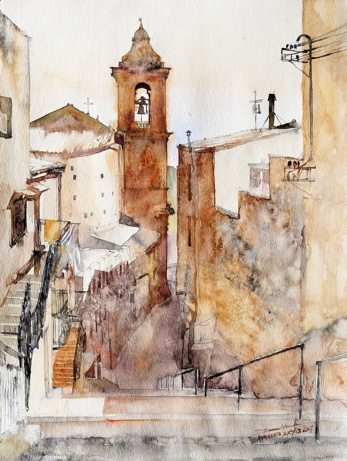 Город - город, акварель - оригинал