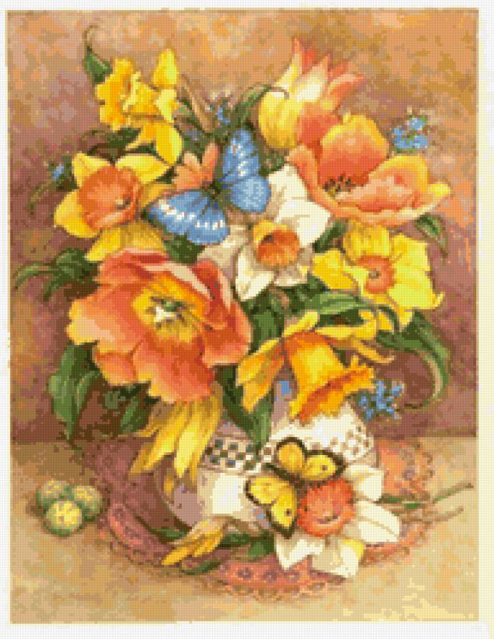 №113535 - букет, бабочки, цветы - предпросмотр