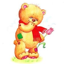 Схема вышивки «мишка с тюльпаном»