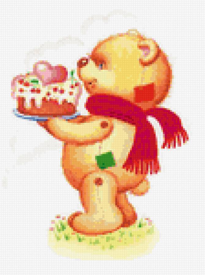 мишка с тортом - мишка, детям - предпросмотр