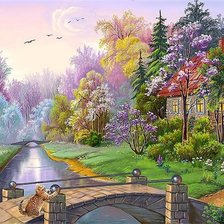 Схема вышивки «мостик к дому»