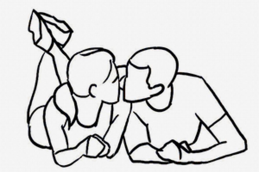 Серия "Графика любви. Двое" - люди, девушка, мужчина, пара, двое - предпросмотр