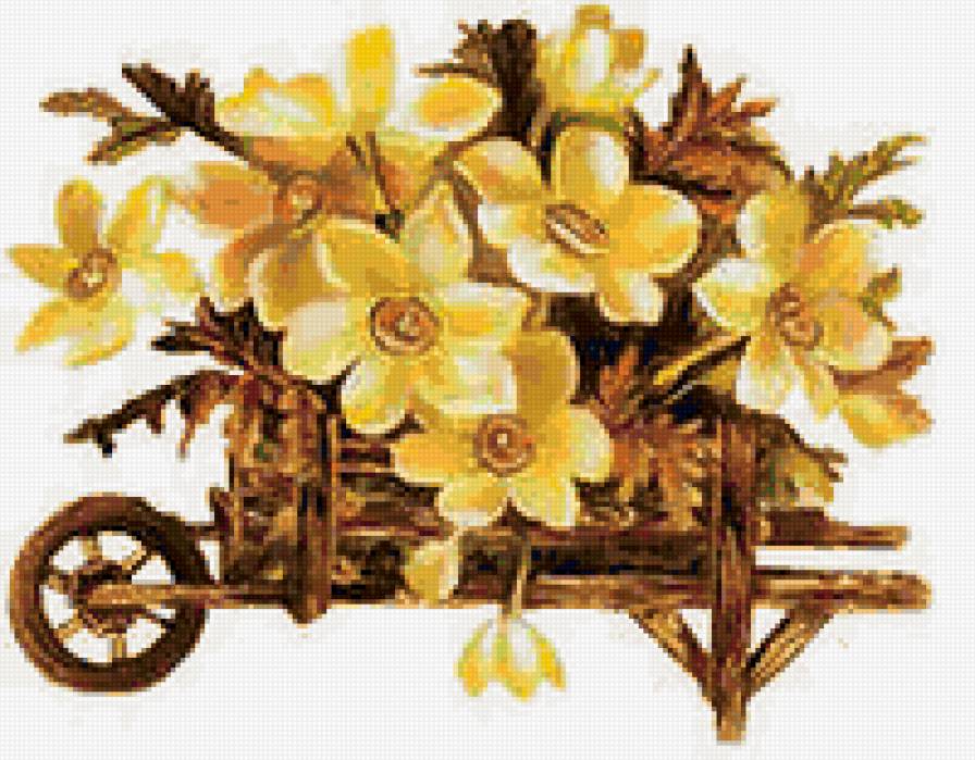 цветы в телеге - цветы, телега, красота, натюрморт - предпросмотр