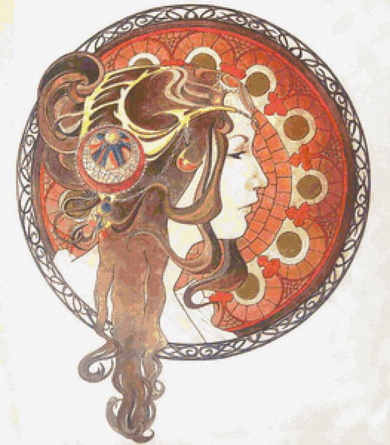 по работам А. Мухи - девушка, женский образ - предпросмотр