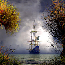 Схема вышивки «Одинокий парус»