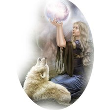 Схема вышивки «девушка с белым волком»