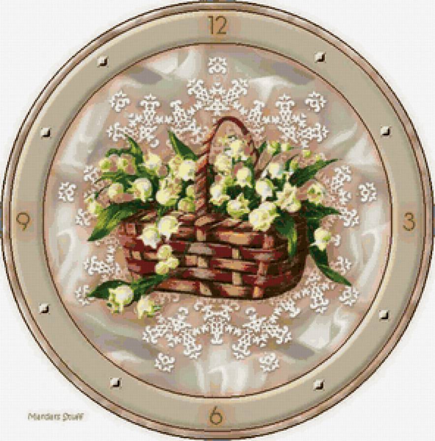 часы - цветы, часы, корзинка - предпросмотр