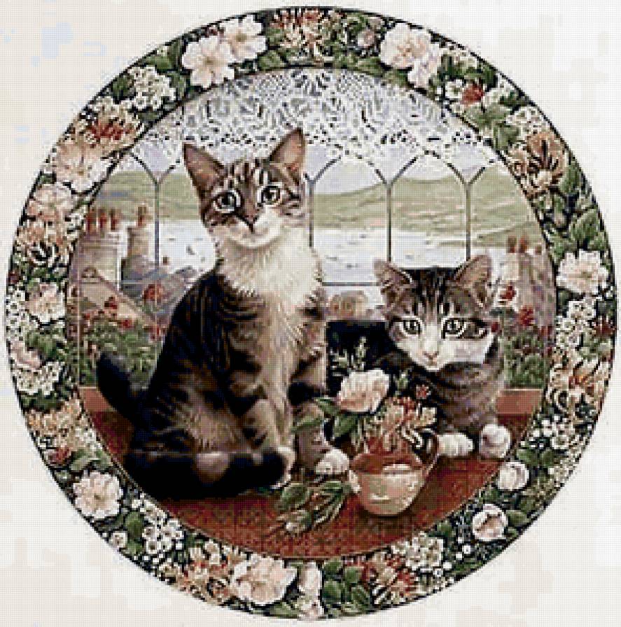 кошки - кошки, животные, цветы - предпросмотр