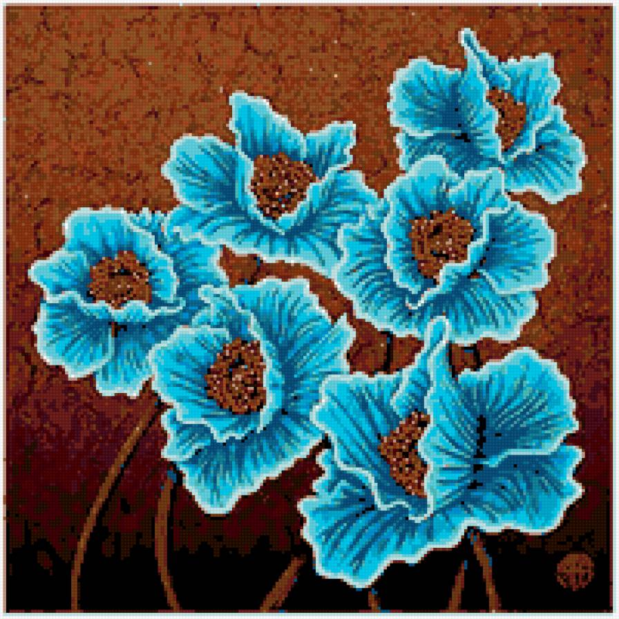 мак - цветы, подушка - предпросмотр