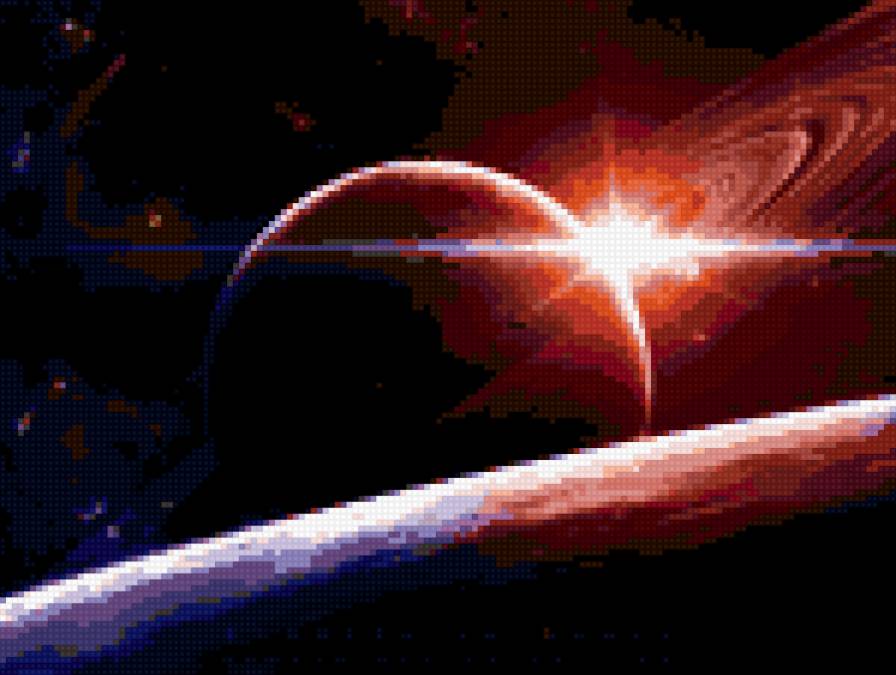 Космос - планета, звезда, космос, кольца - предпросмотр