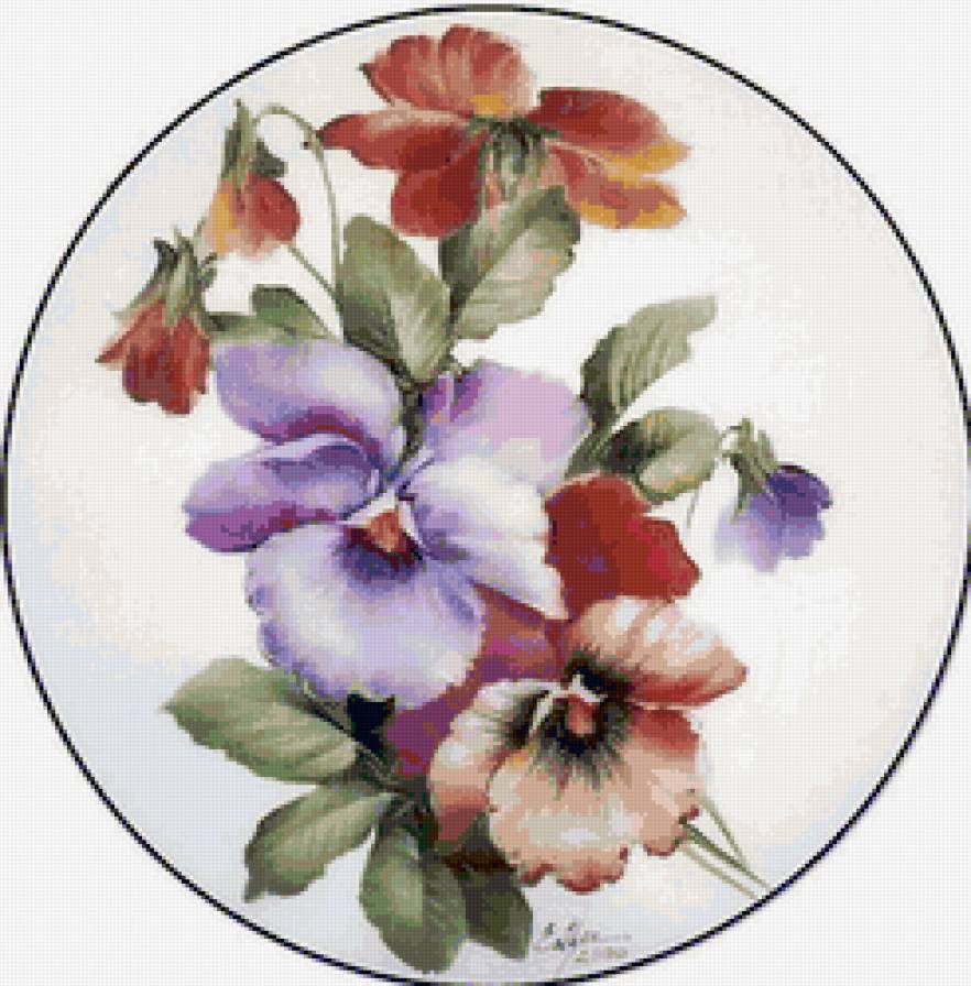 анютины глазки - подушка, цветы - предпросмотр