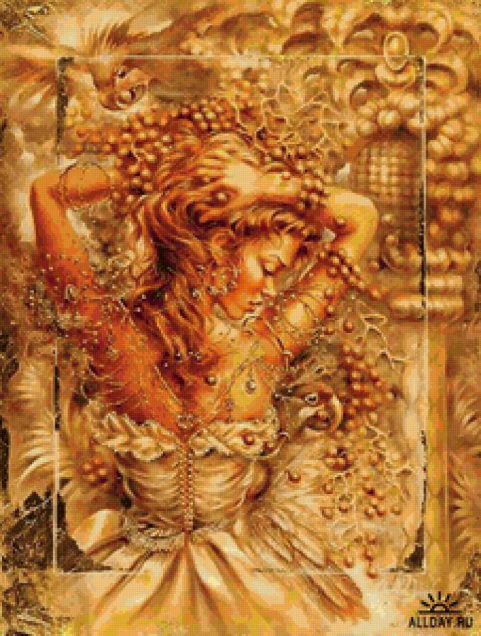 девушка в оранжевых тонах - девушка, картина, панно - предпросмотр