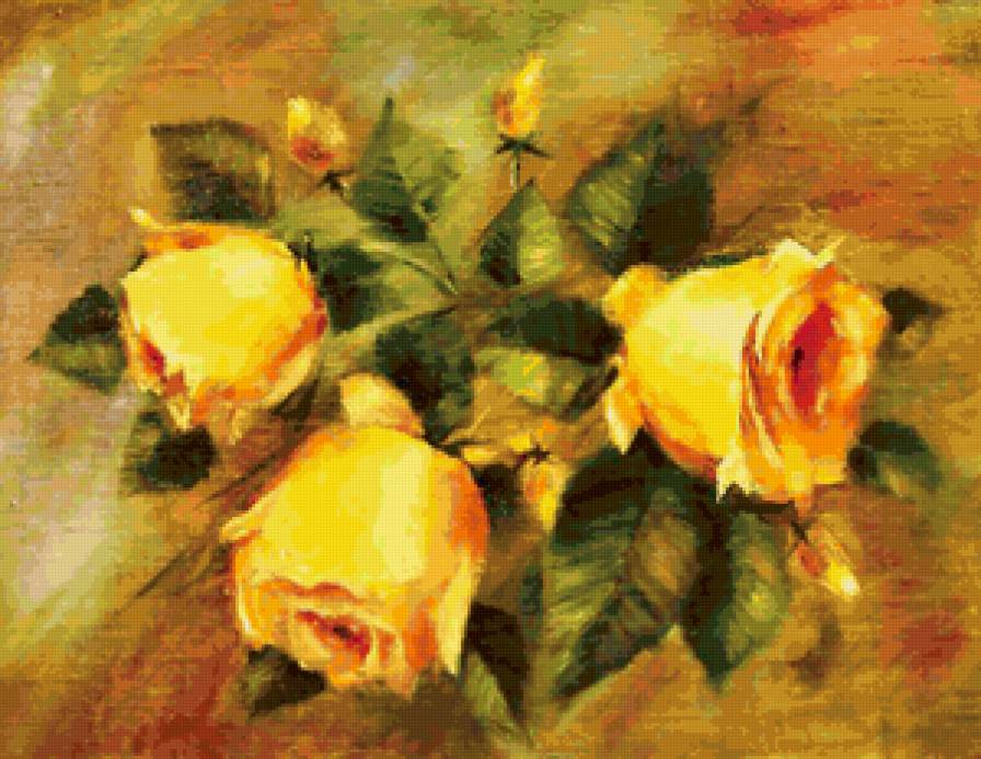 винтажные розы - панно, розы, цветы - предпросмотр