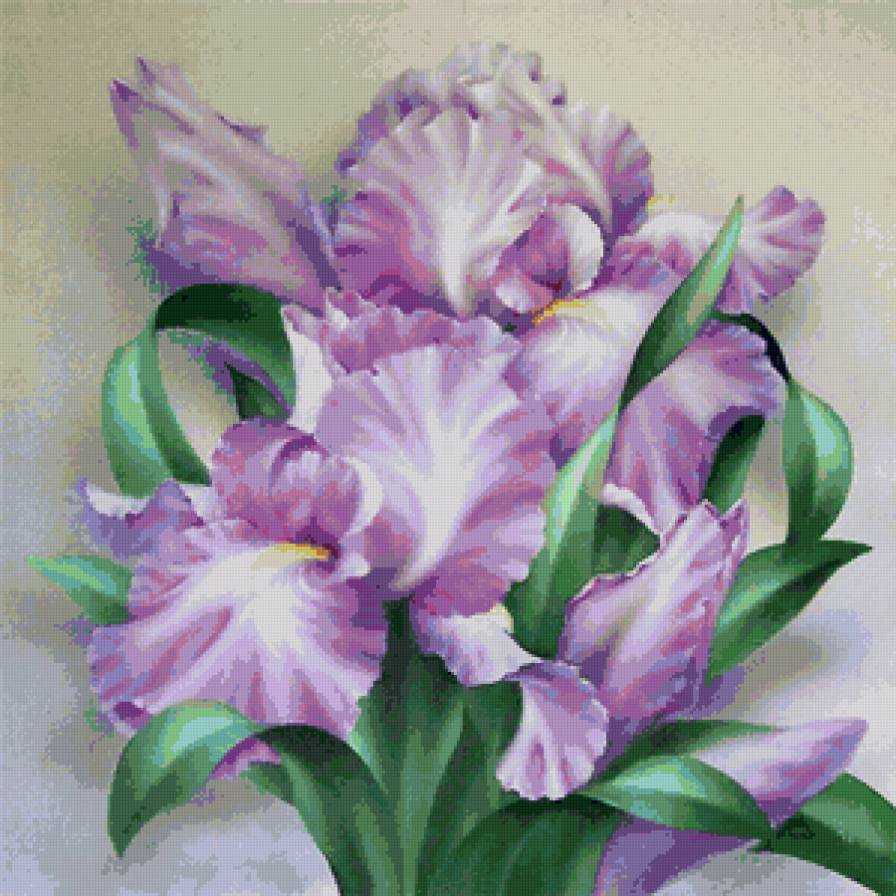 ирисы - цветы, подушка - предпросмотр