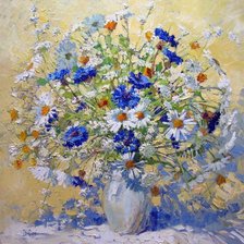 Схема вышивки «ромашки и васильки»