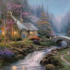 Схема вышивки «домик у реки»