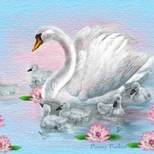 Схема вышивки «лебедь с птенцами»