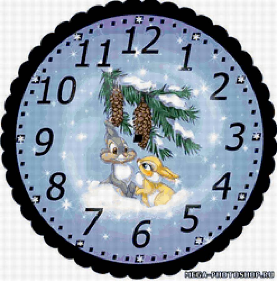 новогоднее - часы, новогоднее, животные, зима, детям - предпросмотр