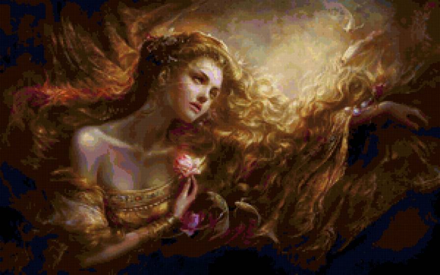 Красота женщины - красота женщины, девушка, русалка, картина, портрет, сказка - предпросмотр