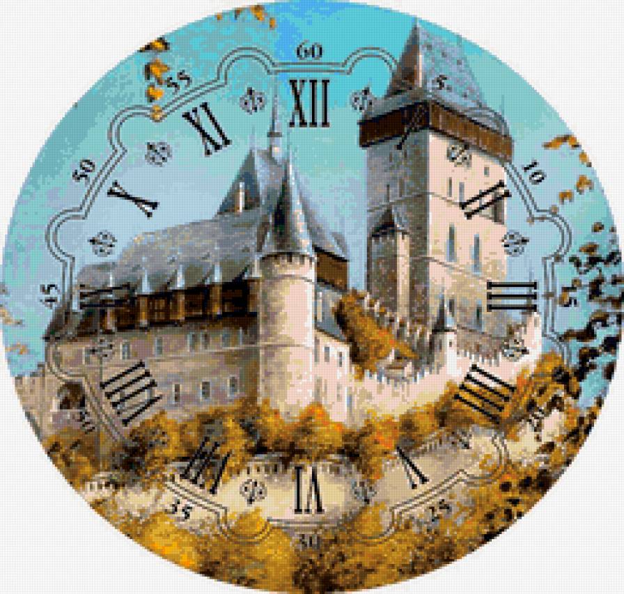 старый замок - часы, замок - предпросмотр
