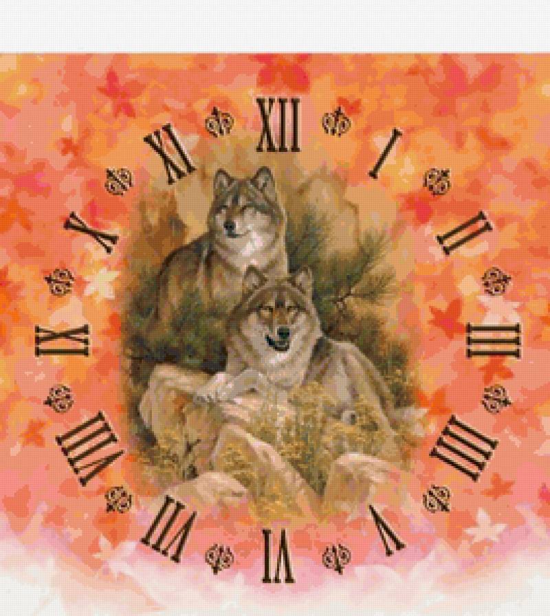 осенняя пора... - волки, часы, животные - предпросмотр