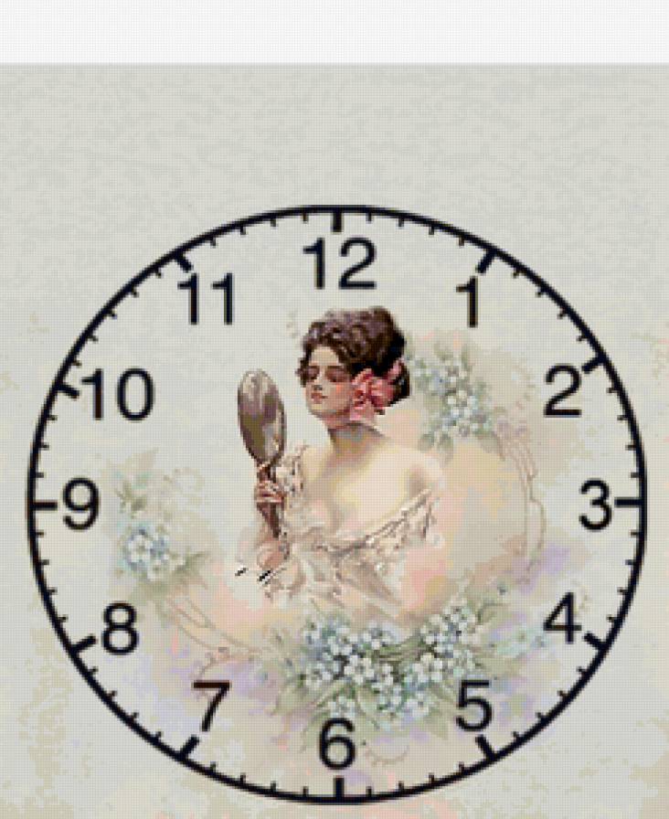 дама с зеркалом - ретро, часы, девушка - предпросмотр