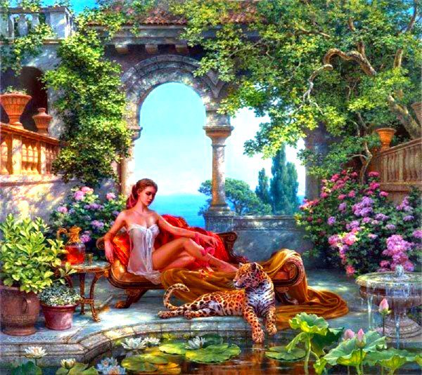 картина - леопард, животные, кошки, образ, девушка, женщина, женственность - оригинал