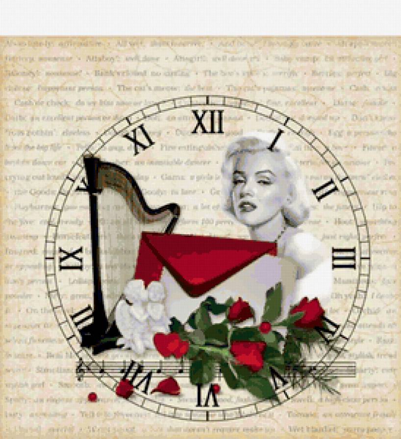 часы - ноты, цветы, часы, монро - предпросмотр