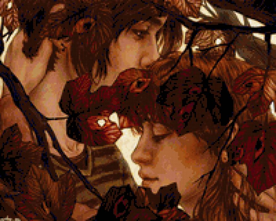 Дети осени - листья, осеннь, портрет, девушка, юноша, пара - предпросмотр