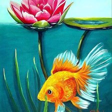Схема вышивки «Золотая рыбка»