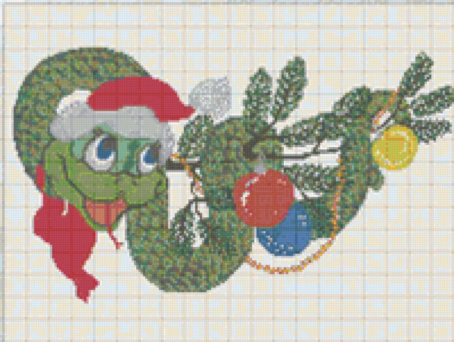 Готовая схема Змейка - дед мороз, гороскоп, зодиак, новый год, змея, год змеи, животные - предпросмотр