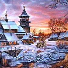 Схема вышивки «Зимний закат»