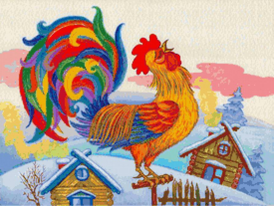 Петущок - птицы, птичка, петухи, сказка, петух, узоры, петушок - предпросмотр