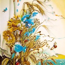 Схема вышивки «Васильки у окна»