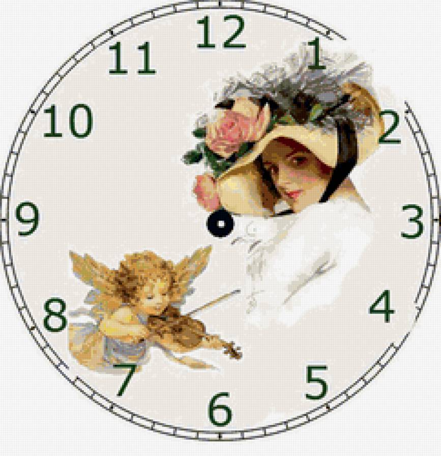 часы - ретро, девушка, ангел, часы - предпросмотр
