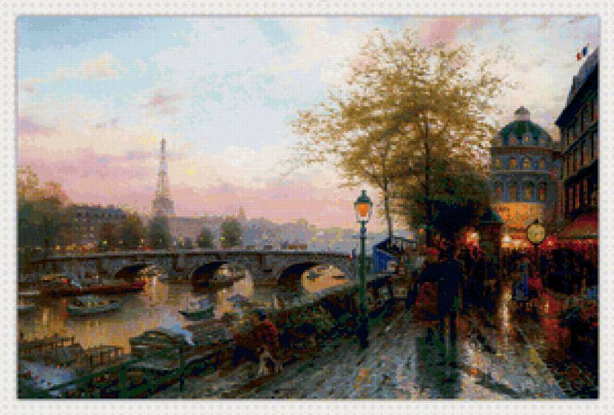 Серия "Пейзажи" - дорога, река, мост, люди, пейзаж - предпросмотр