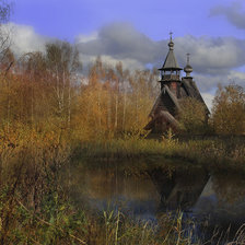 Схема вышивки «озеро, храм»