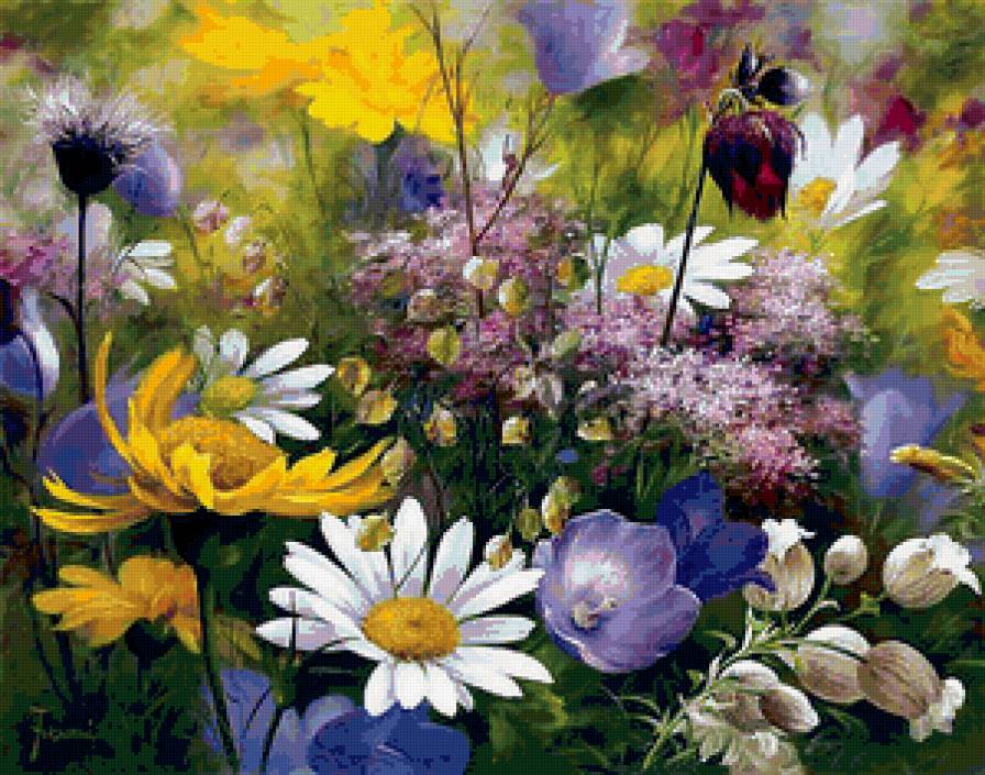 №117452 - ромашки, колокольчики, цветы, букет - предпросмотр