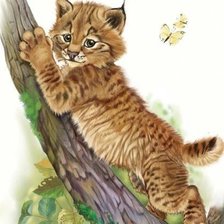 Схема вышивки «рысенок и бабочка»