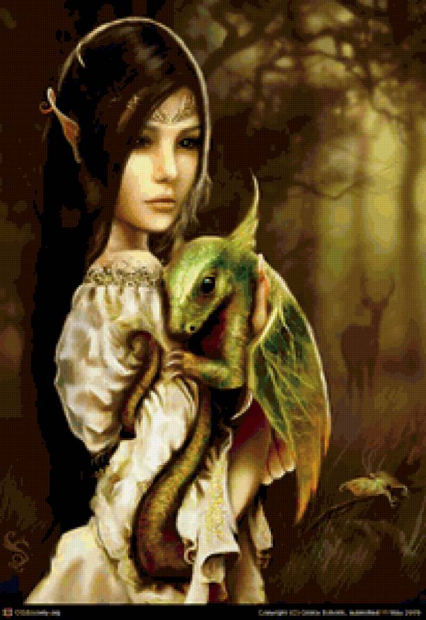 девушка и дракон - фэнтези, дракон, девушка - предпросмотр