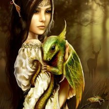 Схема вышивки «девушка и дракон»