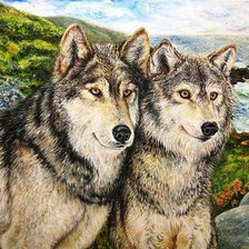 Схема вышивки «Волки»