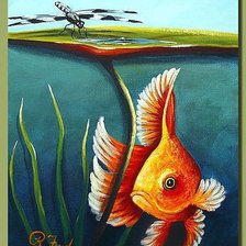 Схема вышивки «Золотая рыбка»