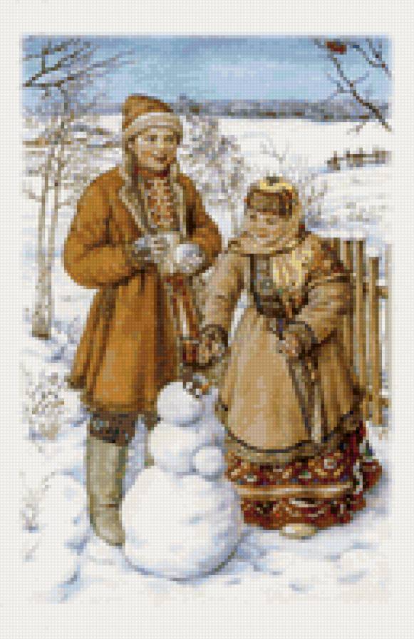 зима в деревне - люди - предпросмотр