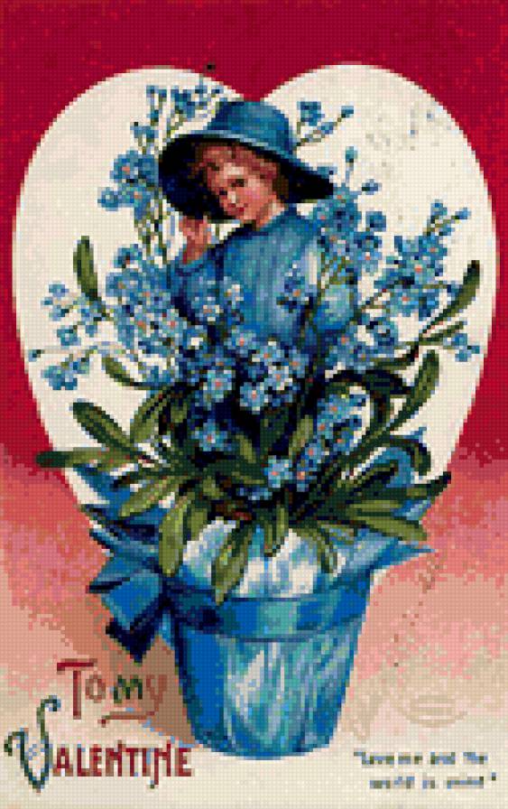 Девочка в незабудках - валентинка - предпросмотр